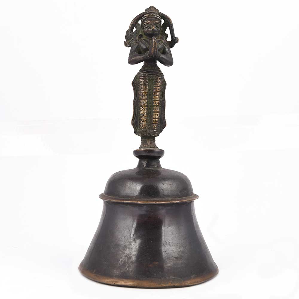 Vintage Brass Hindu Bell with Cobra Crown
