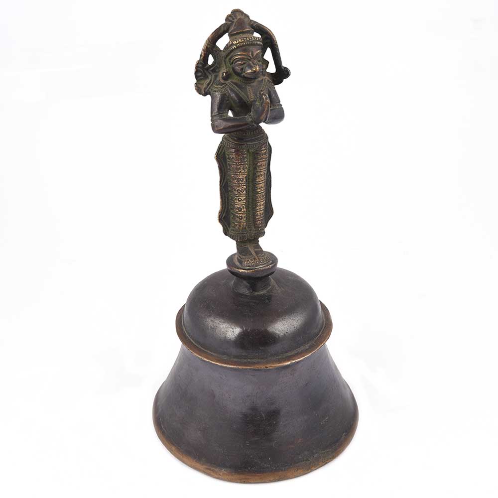 Vintage Brass Hindu Bell with Cobra Crown