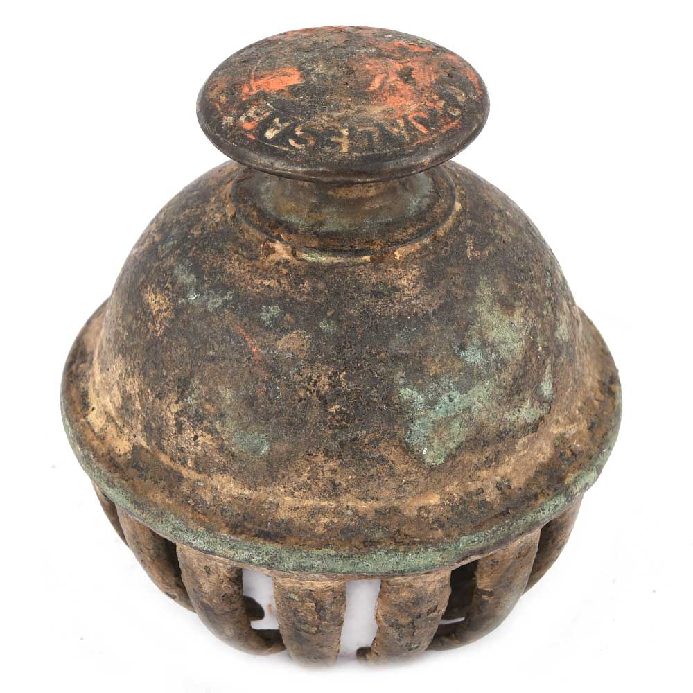 Large Enameled Brass Claw Foot Bell