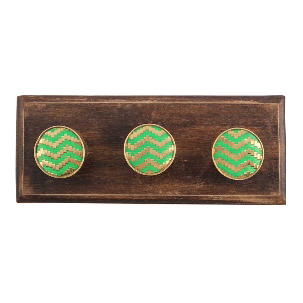 Round Green Metal and Wooden Hooks
