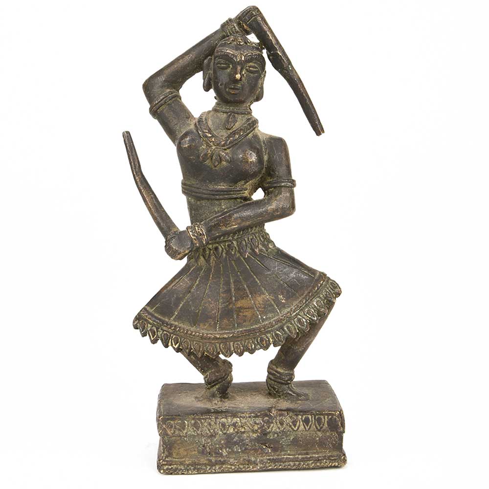 Brass Lady with Swords Showpiece
