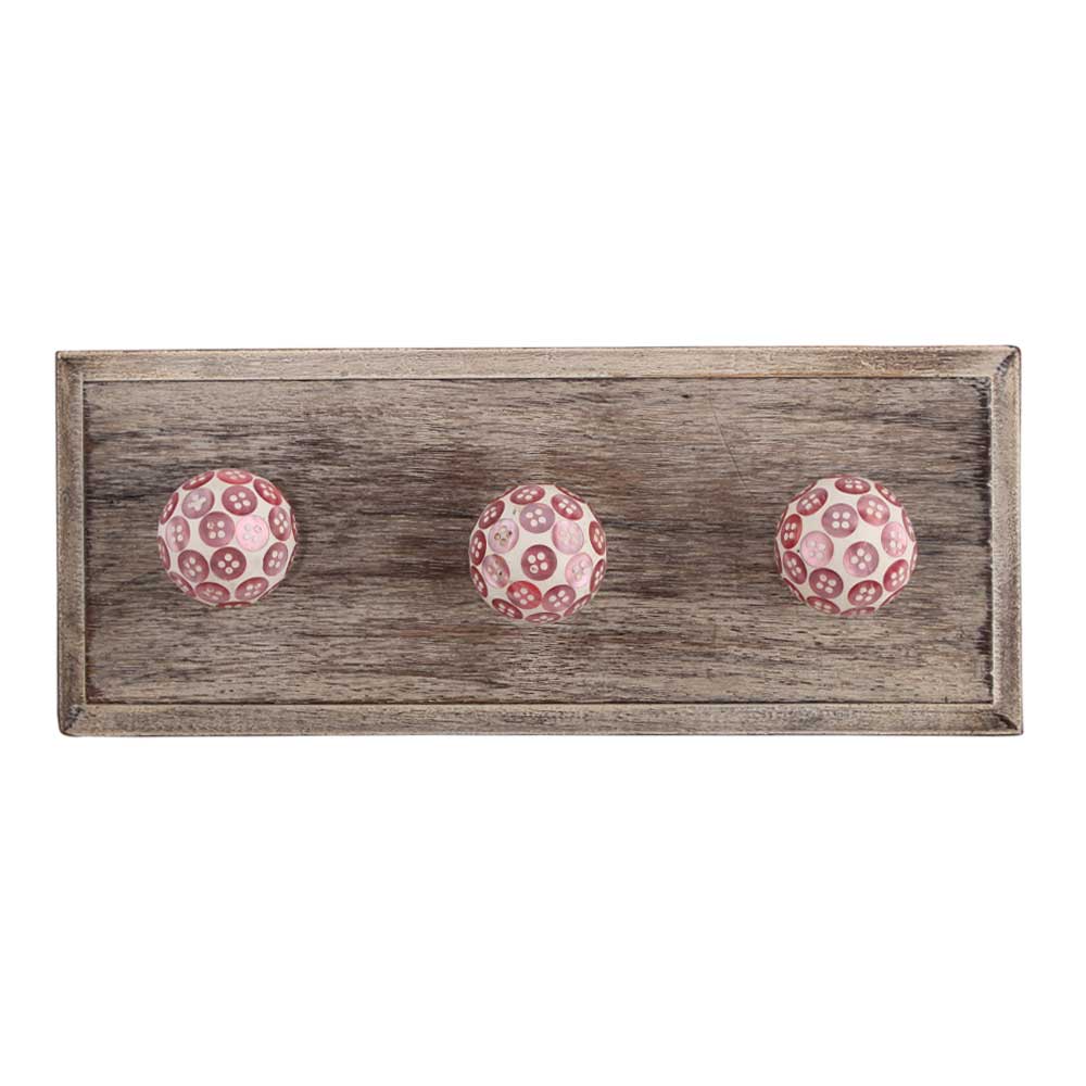 Light Pink Button Wooden Hooks