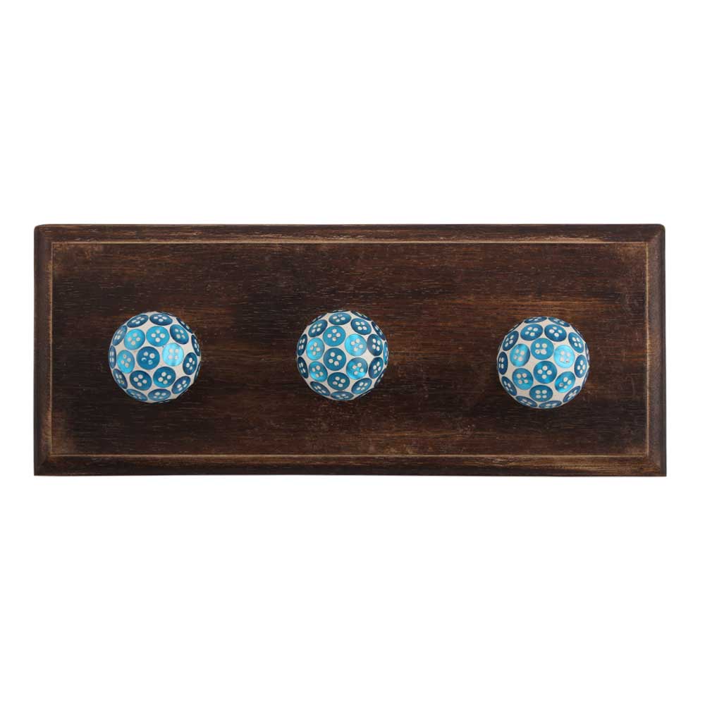 Turquoise Button Wooden Hooks