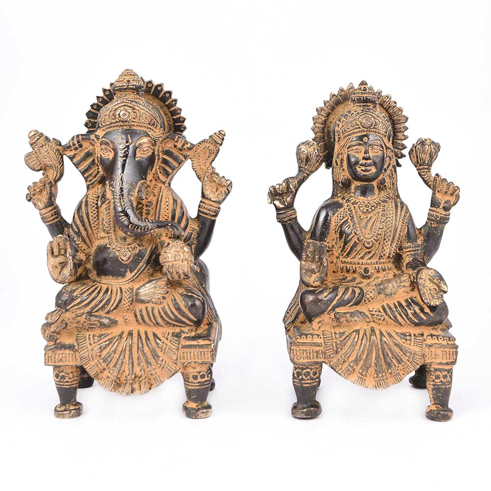 Brass Ganesh and Laxmi Statue