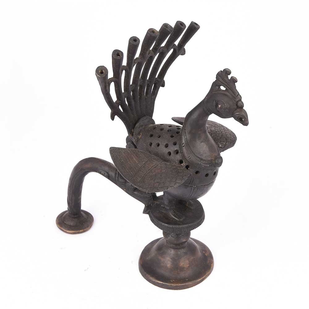 Peacock Brass Incence Holder