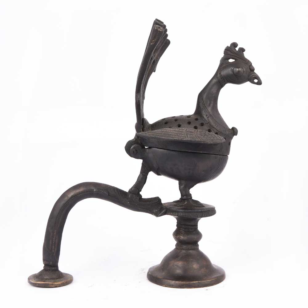 Peacock Brass Incence Holder
