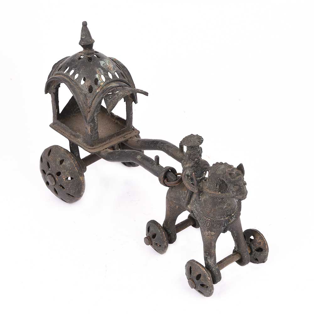 Brass Horse with Carriage Temple Toy