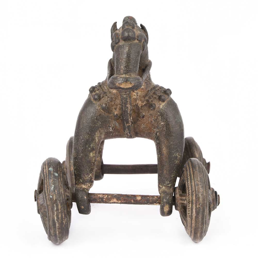 Brass Toy Horse on Wheels