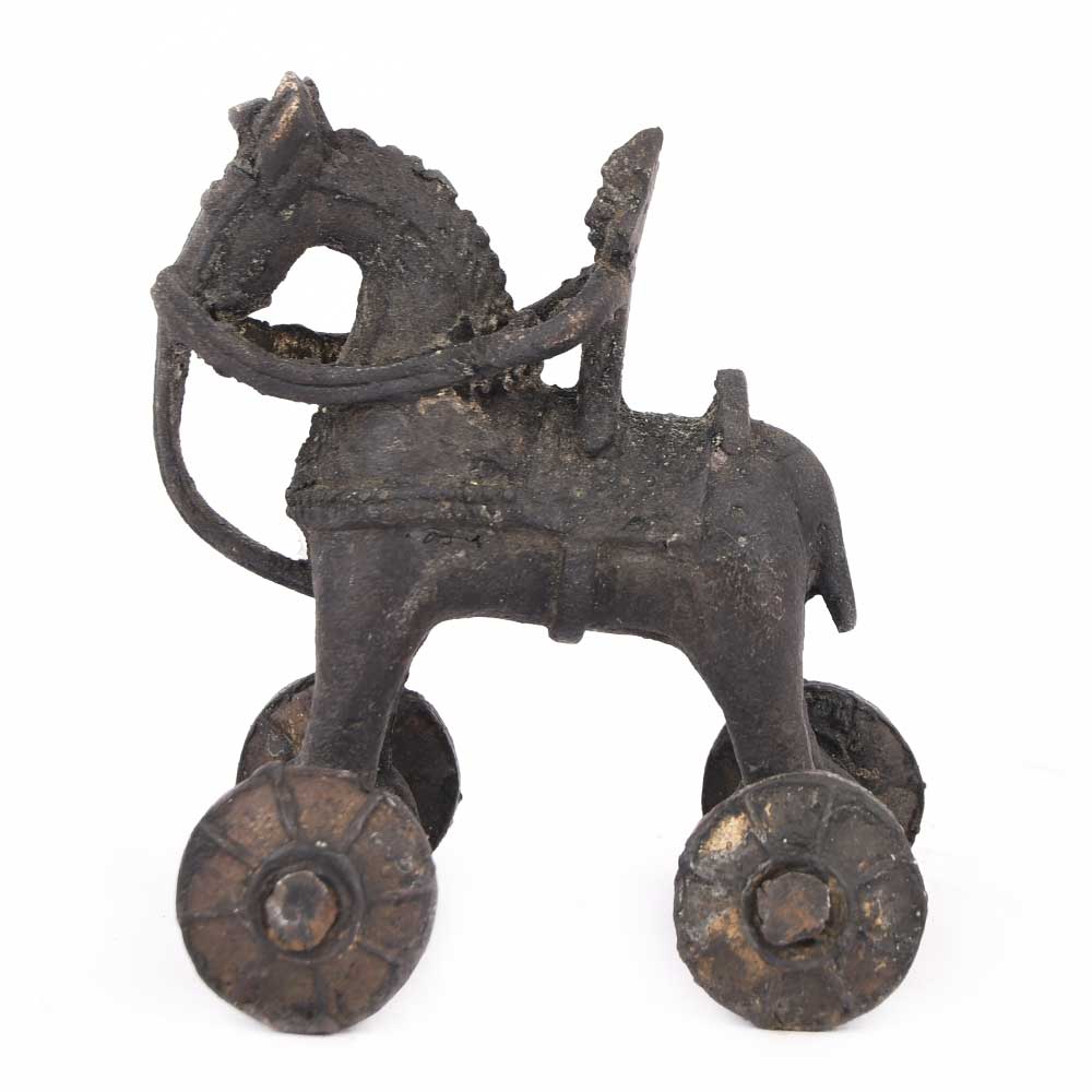 Brass Horse on Wheel Temple Toy