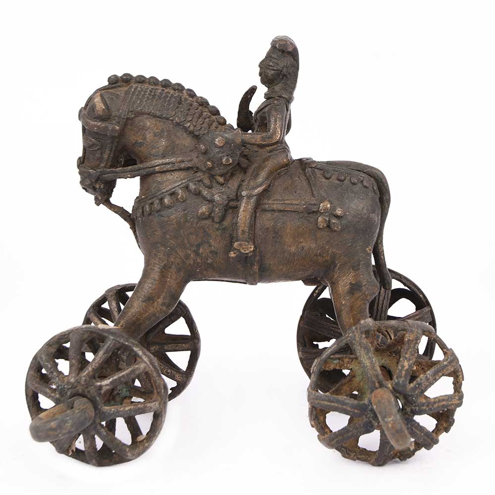 Brass Temple Toy Horse Rider Statue