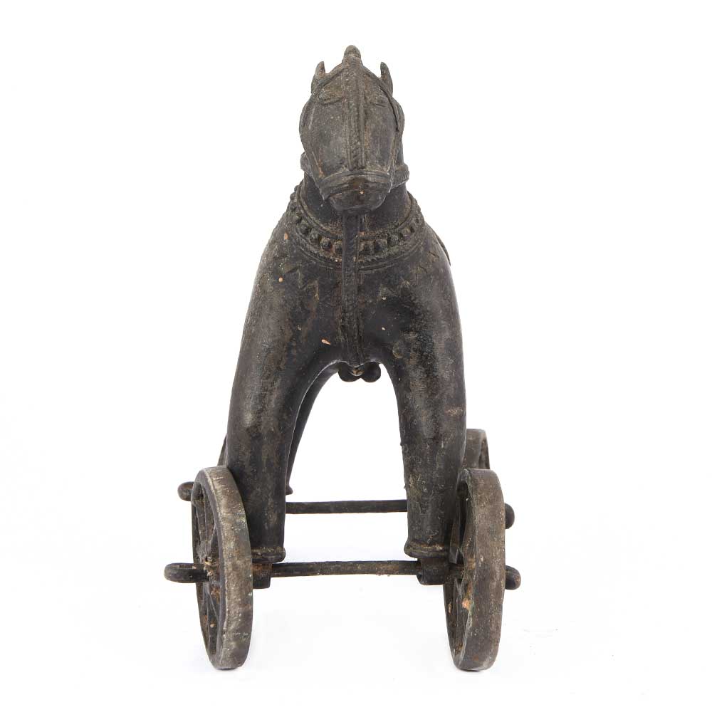 Brass Horse on Wheel Toy