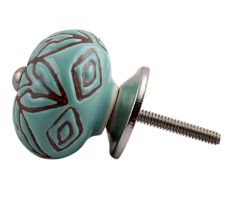 Amarylis Floral Etched Ceramic Cabinet Knob Online