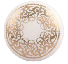 Golden Rangoli Pattern Flat Ceramic Drawer Knob