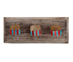 Square Striped Wooden Hooks