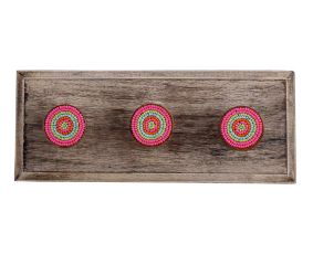 Pink Button Wooden Hooks