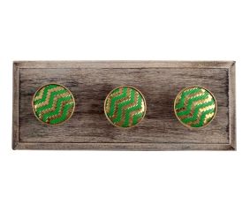 Round Green Metal and Wooden Hooks