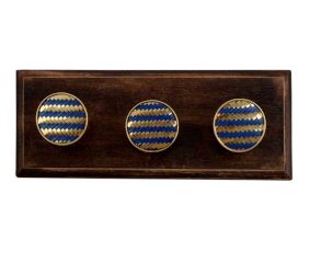 Round Navy Blue Metal and Wooden Hooks