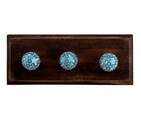 Turquoise Button Wooden Hooks
