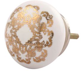 Golden Flower Flat Ceramic Drawer Knob