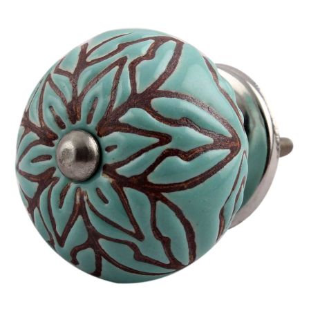 Amarylis Floral Etched Ceramic Cabinet Knob Online
