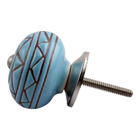 Brown Pattern Etched Ceramic Dresser Knob