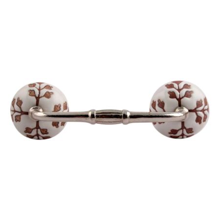 Brown Leaf Cut Flower Etched Ceramic Bridge Handle