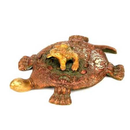 Vintage Red Golden Decorative Brass Tortoise Paper Weight