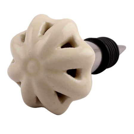 Cream Daffodil Flower Wine Stopper