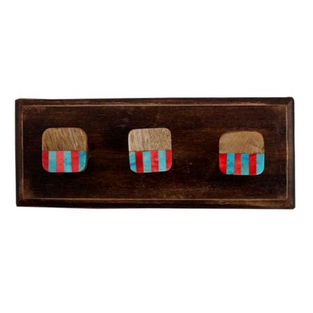 Square Striped Wooden Hooks