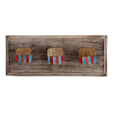 Square Striped Wooden Hooks
