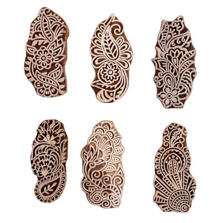 Set of 6 Piece New Mix Wooden Printing Block