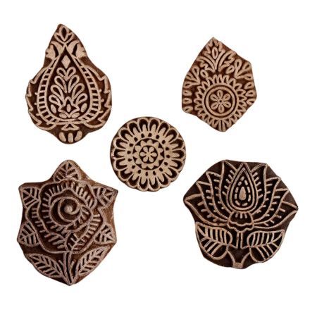 Set of 5 Piece New Mix Wooden Printing Block