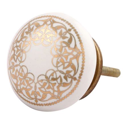 Golden Rangoli Pattern Flat Ceramic Drawer Knob