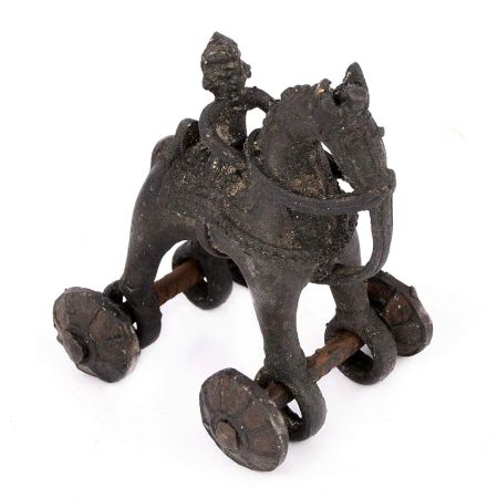 Brass Horse on Wheel Temple Toy