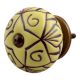Yellow Base Brown Etched Ceramic Floral Knob