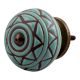 Sea Green Base Brown Pattern Etched Ceramic Drawer Knob