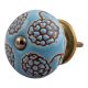 Turquoise Marigold Ceramic Floral Cabinet Knob