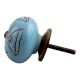 Turquoise Calla Lily Brown Etched Ceramic Cabinet Knob