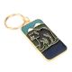 Black Bear In Forest Brass Key Chain With Snow Clad Mountain
