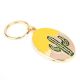Brass Green Cactus In Spherical Shaped Yellow Pale Pink Key Chain