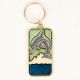 Grey Dolphin With Green Blue Colors On Brass Key Chain