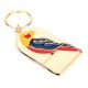 Red Macaw In A Cage On Brass Keychain