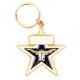 Golden Long Horned Sheep On Blue Star Brass Key Chain