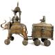 Original Vintage Brass Elephant Cart, Collectible Chariot Home Decor with Bronze Box or Chest