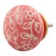 Old Pink Etched Flat Ceramic Cabinet Knob