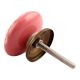 Old Pink Etched Flat Ceramic Cabinet Knob