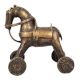 Aged Brass Horse on Wheel
