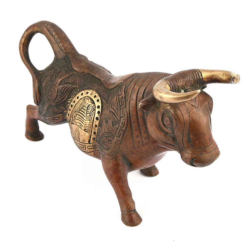 Copper Brass Finish Wild Bull Pair with Horns