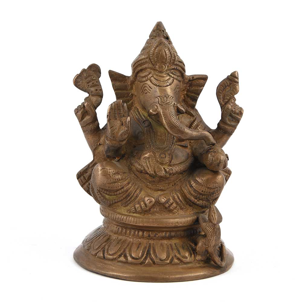 Hindu God Ganesha Small Brass Statue