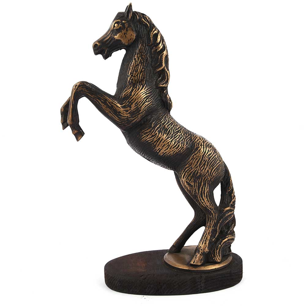 Black Golden Jumping Horse Figurine
